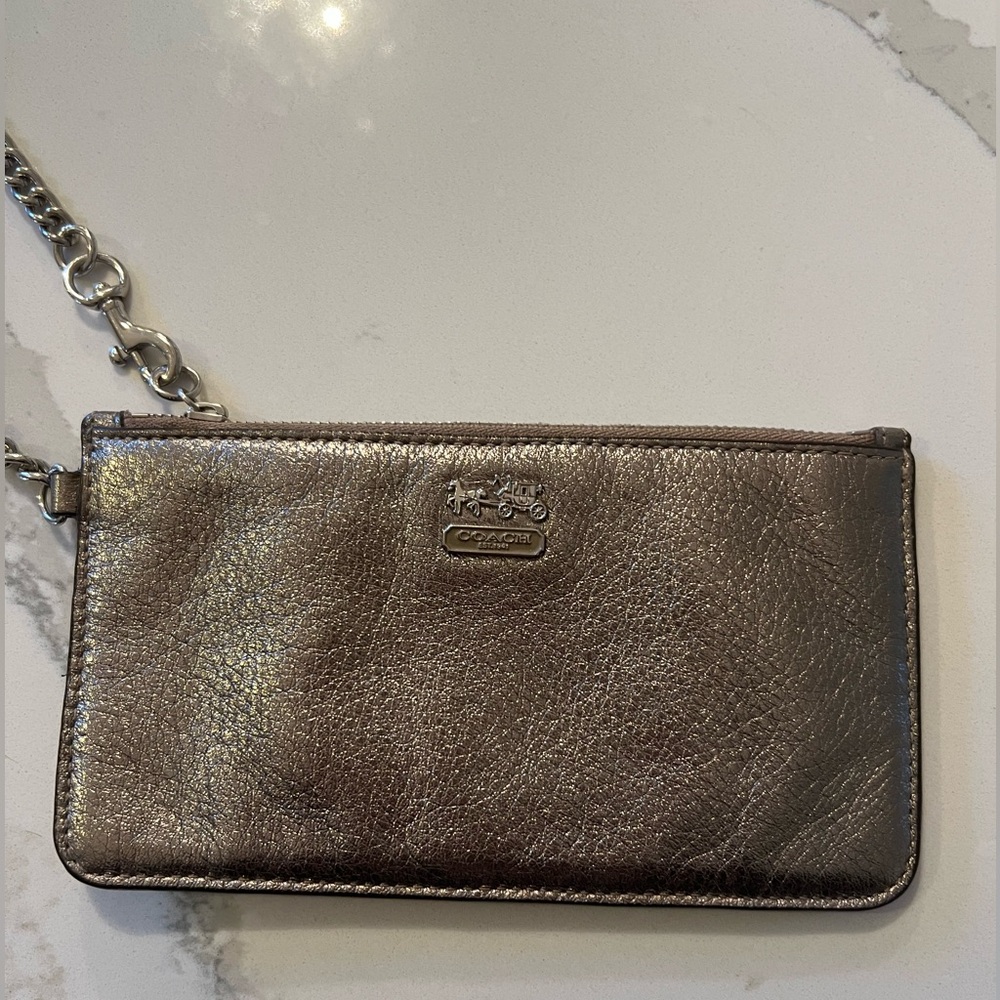 Coach Shimmering Metallic Wristlet